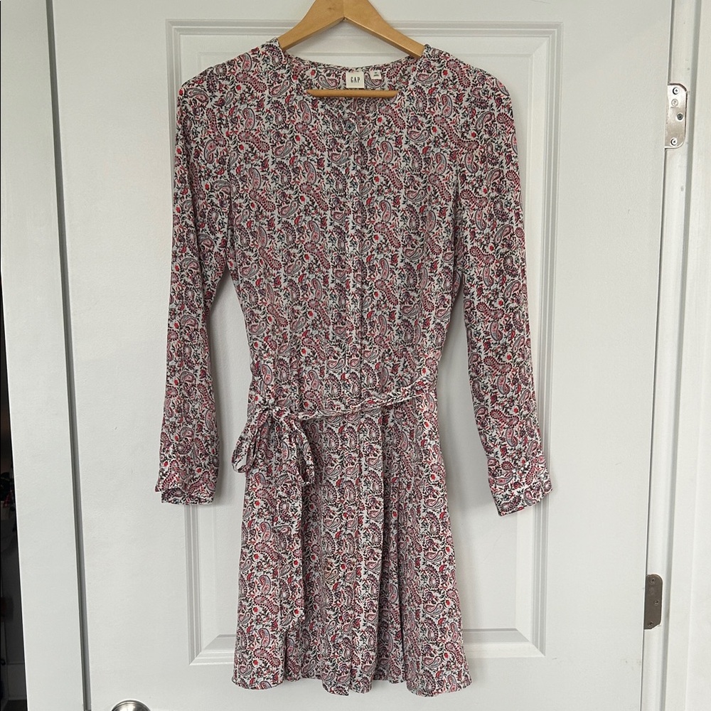 GAP Floral Long Sleeve Dress - Pink and White Paisley